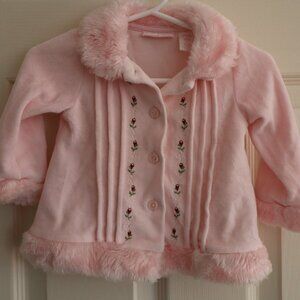 First Impressions Pink Sweater Jacket with Roses 3-6m